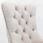 Velvet Upholstered Dining Chair with Nailhead Trim and Stainless Steel Silver Plated Leg Set of 2