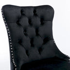 Velvet Upholstered Dining Chair with Nailhead Trim and Stainless Steel Silver Plated Leg Set of 2