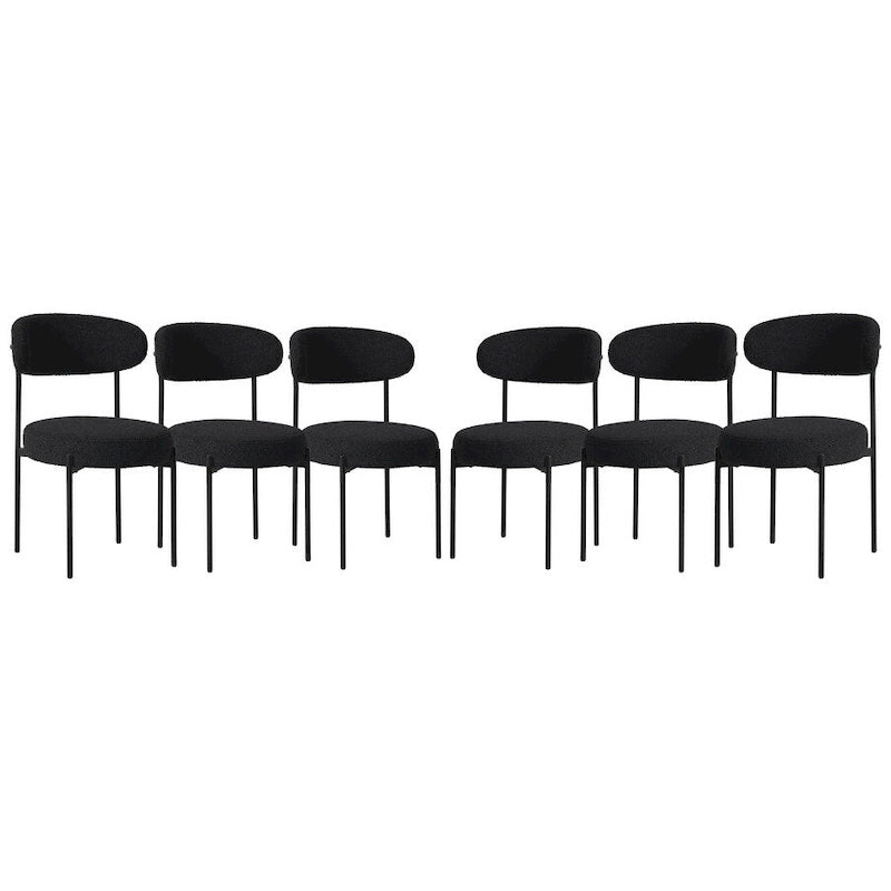 Sherpa Fabric Dining Chairs - Curved Back - Iron Frame - Set of 6 - 250lb Each