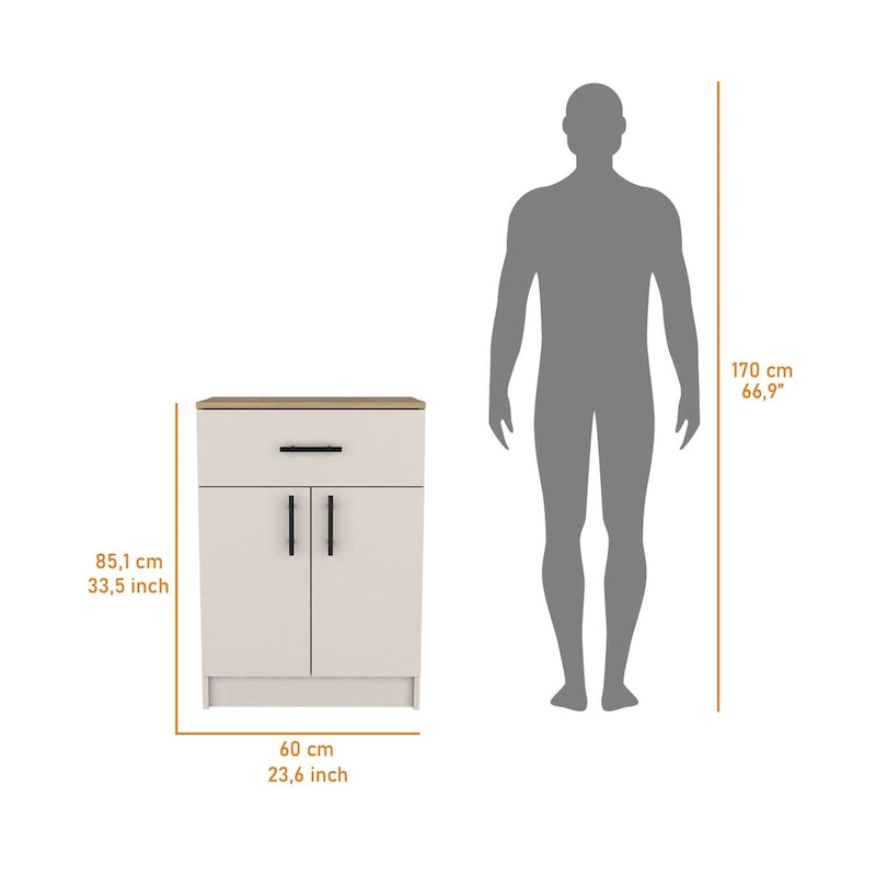 FM FURNITURE Cope kitchen Pantry in melamine with 2 doors and 1 drawer - N/A