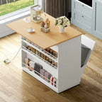 Kitchen Island Drop Leaf with Double Tilt Out Trash Cabinet