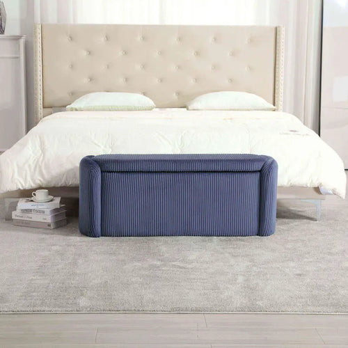 Bedroom End Bench,Upholstered Fabric Storage Ottoman with Safety Hinge, Entryway Padded Footstool,