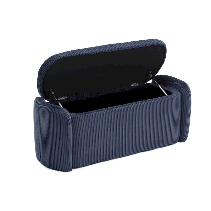 Bedroom End Bench,Upholstered Fabric Storage Ottoman with Safety Hinge, Entryway Padded Footstool,