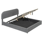 Teddy Fleece Platform Bed - Hydraulic Storage - Queen/Full - Beige/White