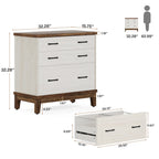 White & Walnut Lateral File Cabinet - 3 Drawers - A4/Letter/Legal Size
