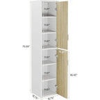 75.39-Inch Wood Storage Cabinet, Tall Floor Cabinet with 2 Doors and 6 Shelves