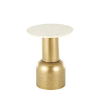 Metal Pedestal Side End Accent Table with Cream Marble Tabletop - Gold - Roche River Decor