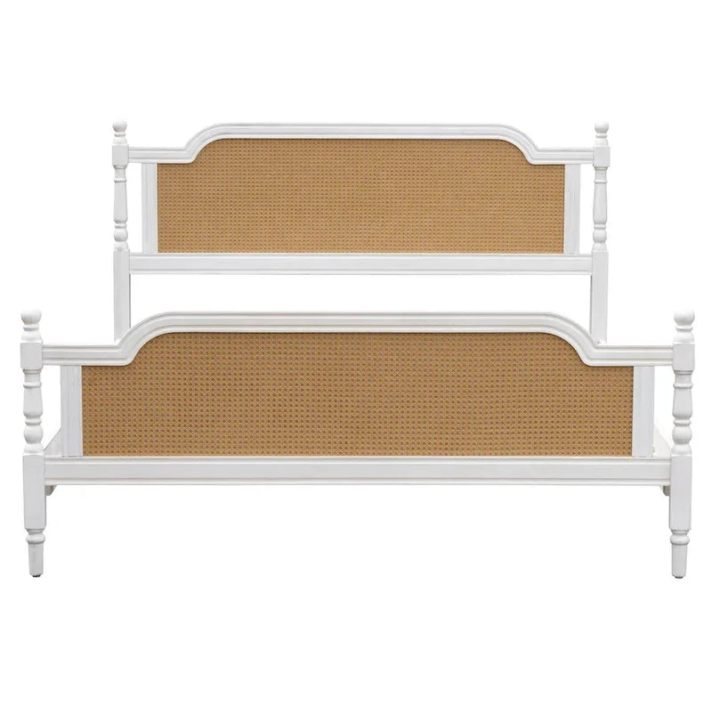 Natural Rattan Queen Bed Frame - Pine Wood - No Box Spring Needed