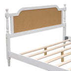 Natural Rattan Queen Bed Frame - Pine Wood - No Box Spring Needed