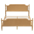 Natural Rattan Queen Bed Frame - Pine Wood - No Box Spring Needed