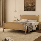Natural Rattan Queen Bed Frame - Pine Wood - No Box Spring Needed
