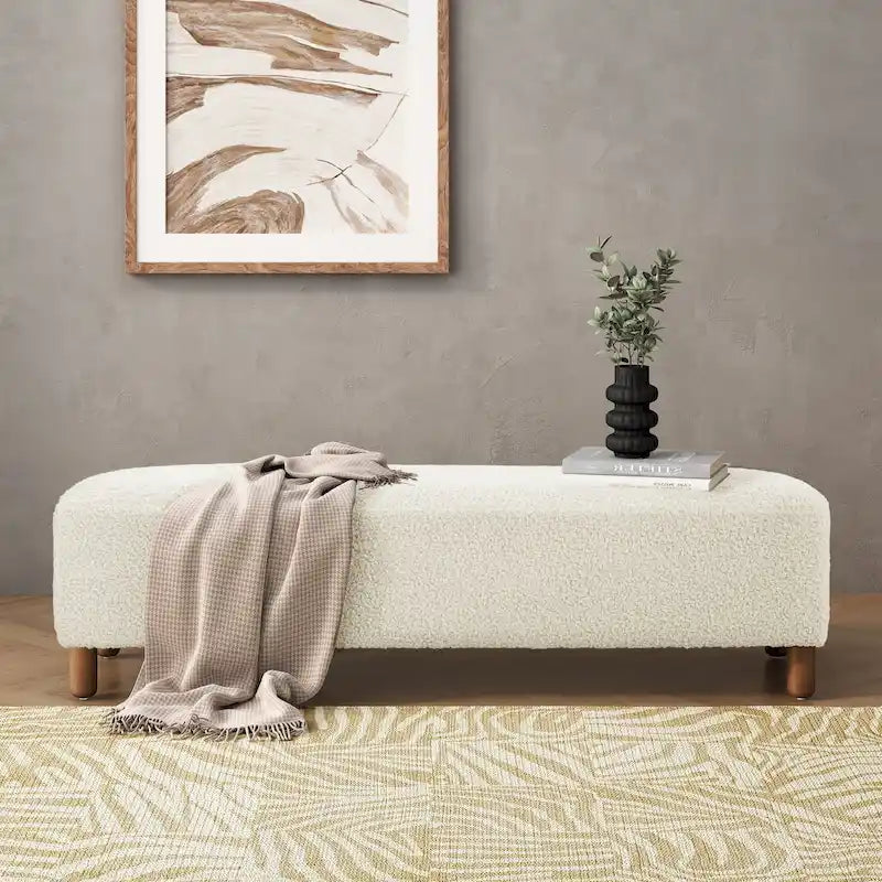 Naci Modern Boucle Ottoman Bench by