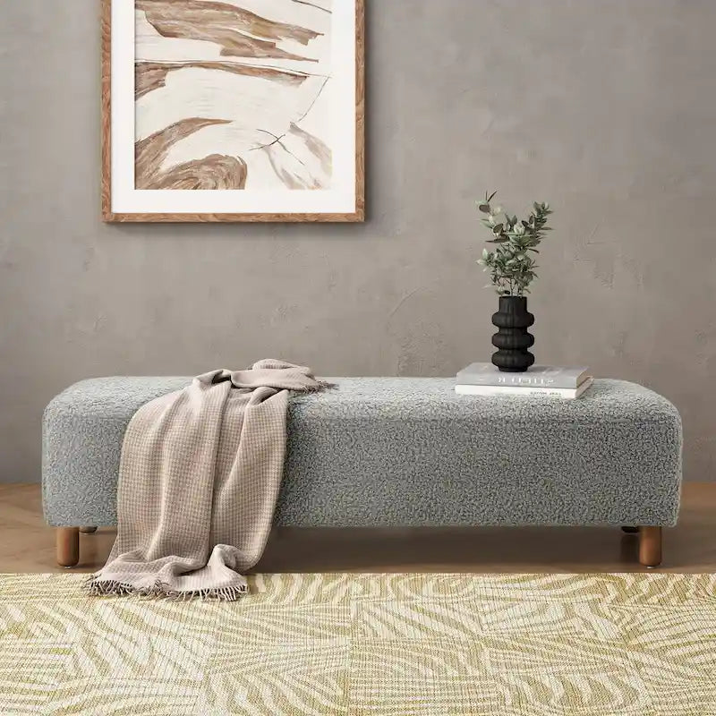 Naci Modern Boucle Ottoman Bench by
