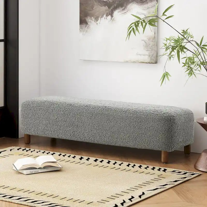 Naci Modern Boucle Ottoman Bench by