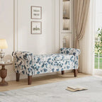 Wallen Traditional Rolled Arm Storage Bench Ottoman with Nailheads