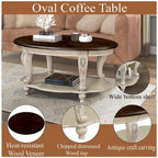 Coffee Table Set, Coffee Table & Two End Side Table 3-Piece Set for Office, Living Room, Chipped White and Cherry Top