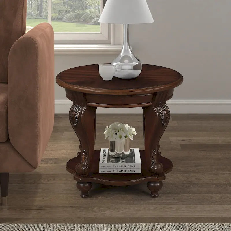 Coffee Table Set, Coffee Table & Two End Side Table 3-Piece Set for Office, Living Room, Chipped White and Cherry Top