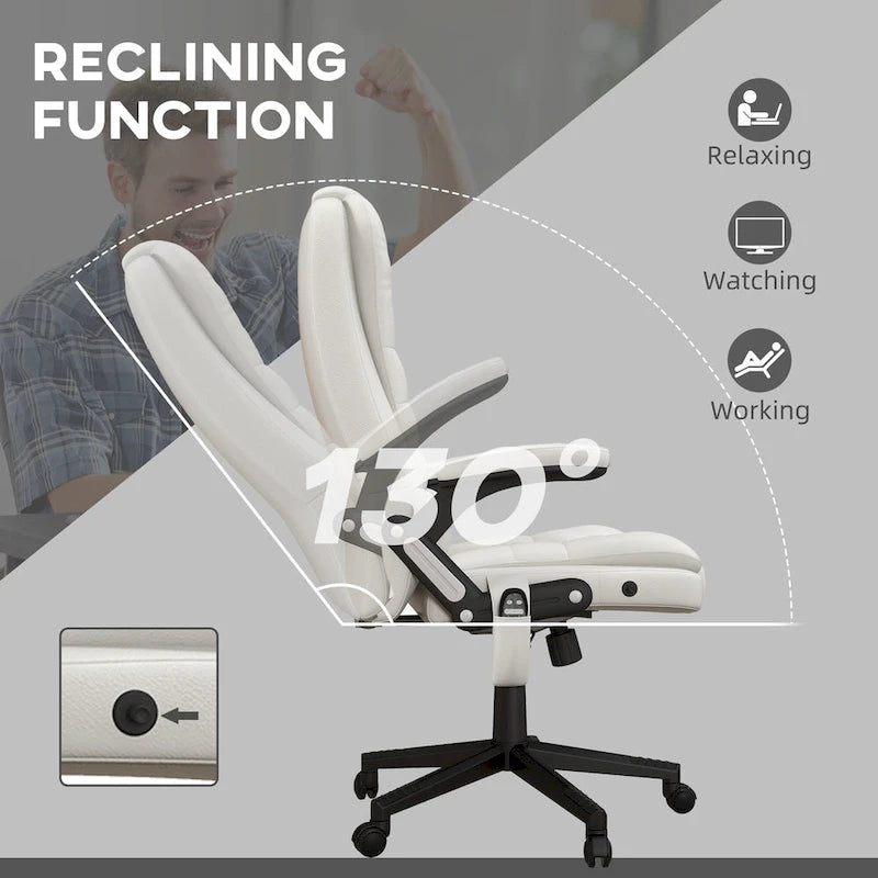 High Back Vibration Massage Office Chair with 6 Vibration Points, Heated Reclining Computer Chair with Armrest and Remote