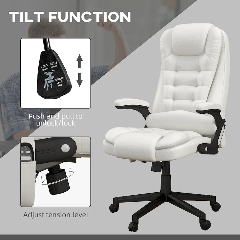 High Back Vibration Massage Office Chair with 6 Vibration Points, Heated Reclining Computer Chair with Armrest and Remote