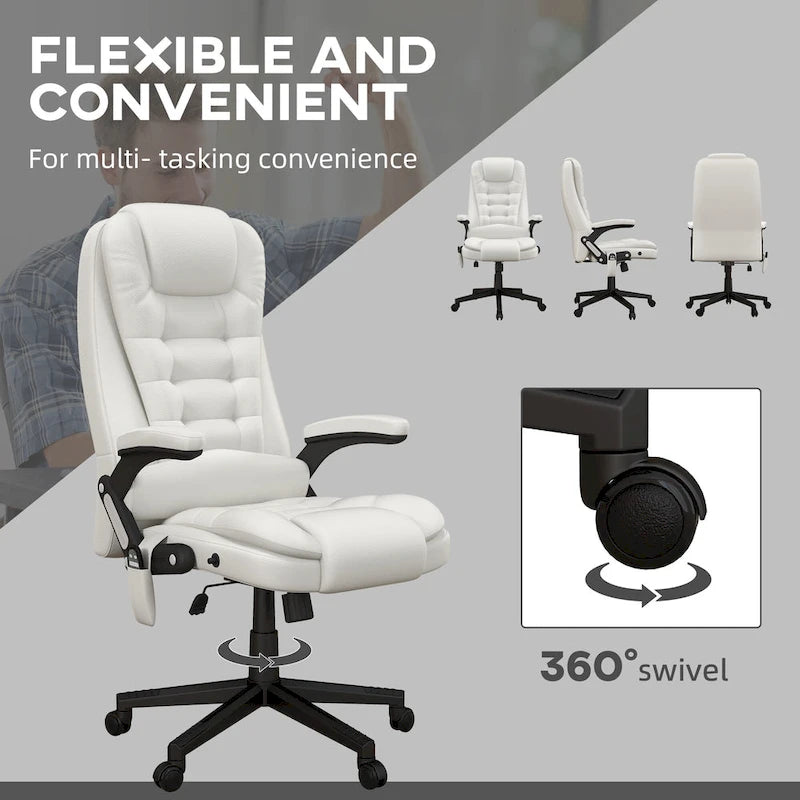 High Back Vibration Massage Office Chair with 6 Vibration Points, Heated Reclining Computer Chair with Armrest and Remote