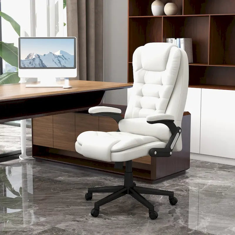 High Back Vibration Massage Office Chair with 6 Vibration Points, Heated Reclining Computer Chair with Armrest and Remote