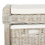 Rosalinda Rattan White 3-Drawer Storage Bench - 47Wx16Dx18H