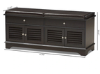 Dark Brown Double Drawer Shoe Storage Bench with Cushioned Seat